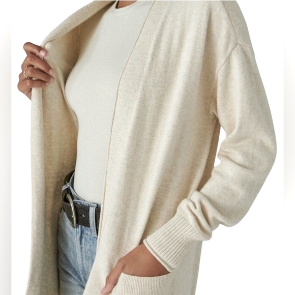 NWT Lucky Brand Cashmere Luxury Scandi-Core Long Line Patch-Pocket Cardigan - Picture 5 of 9